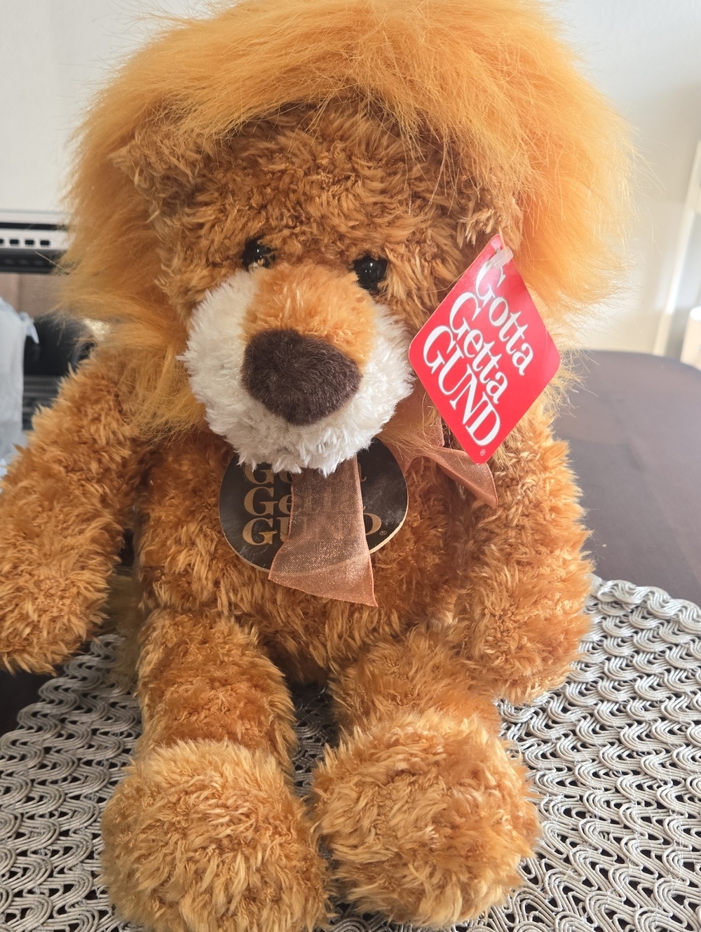 Gund Golden-Brown Plush Lion with Fluffy Mane